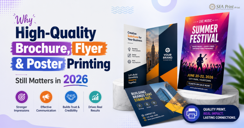 SFA Print offering premium Business Printing Services In India including brochure printing, flyer printing, business cards, catalogues, posters, and customized corporate branding solutions.