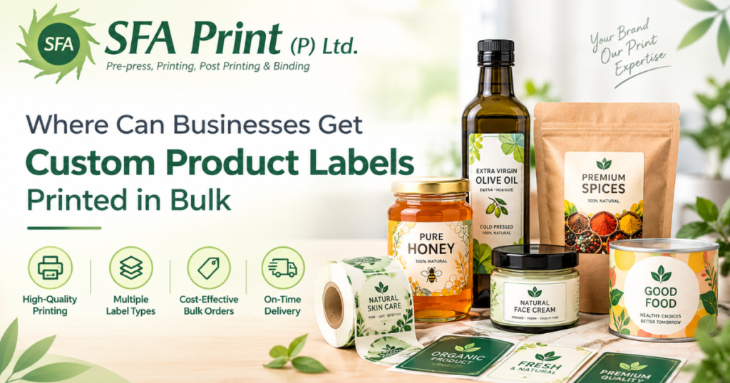 Custom product labels printed in bulk for businesses by SFA Print