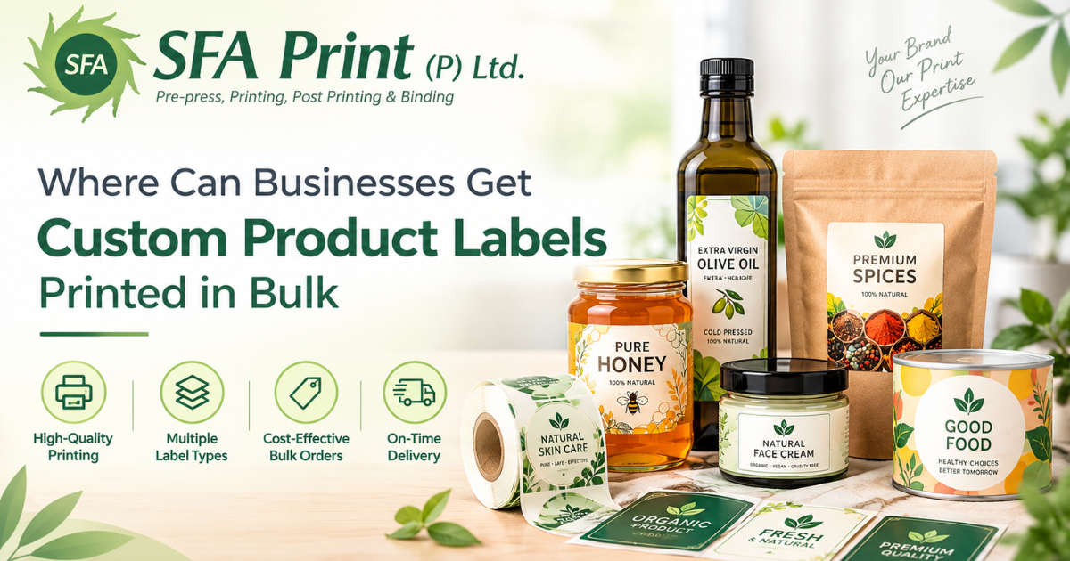 Custom product labels printed in bulk for businesses by SFA Print